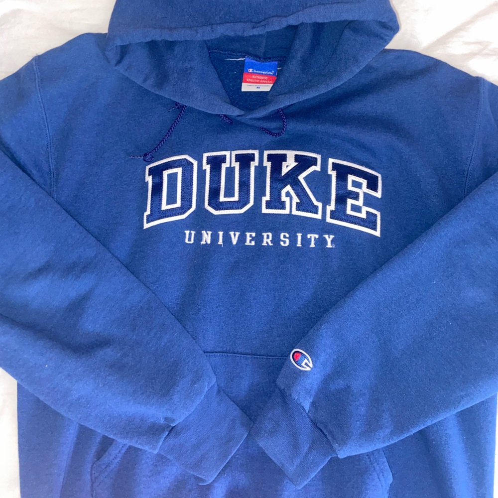 Embroidered Champion Blue Duke University Sweatshirt Hoodie